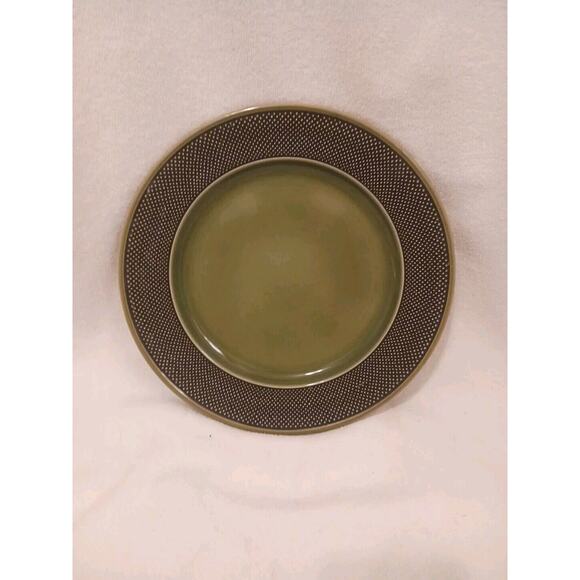 Fuji Iron Stone Chop Plate 10" Made in Japan Moss Green Textured Pattern Vintage - Picture 5 of 15
